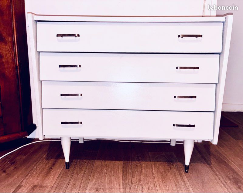 Commode en bois Style Scandinave 4 tiroirs Pieds combats vs (image 4)
