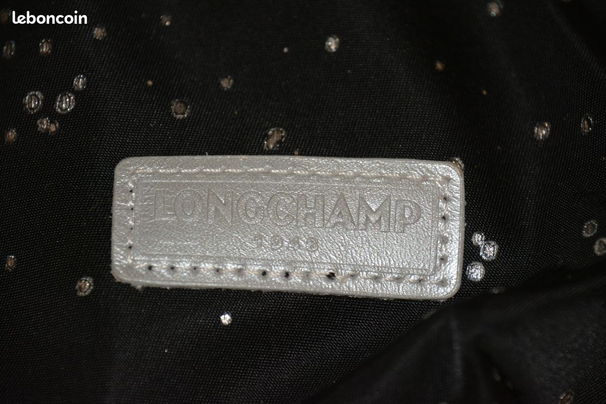 Sac à main Longchamp noir à paillettes argentées (image 3)