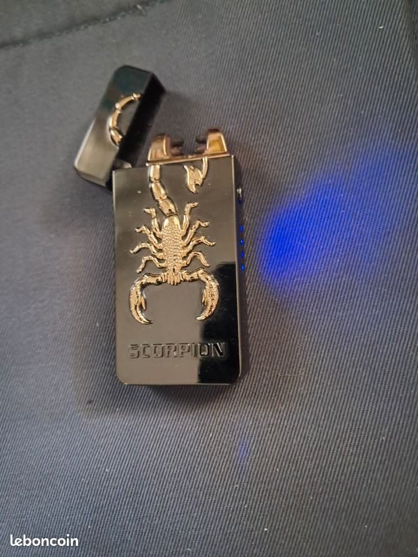 Briquet électrique plasma rechargeable par USB à double arc en relief, résistant au vent et sans flamme, en alliage de zinc poli, scorpion (image 4)
