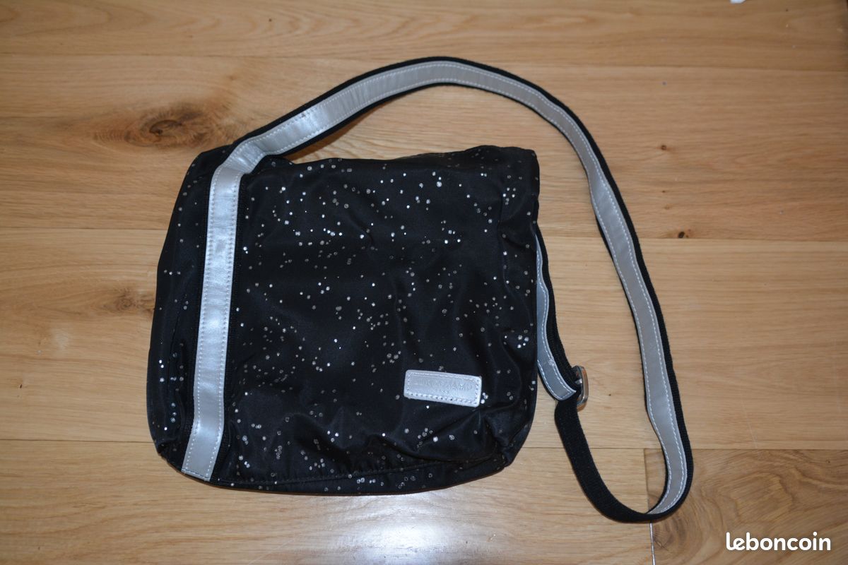 Sac à main Longchamp noir à paillettes argentées (image 2)