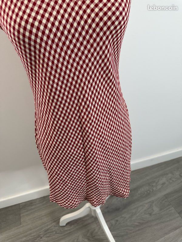 Robe Vichy Rouge Et Blanche Ikone Paris – Taille Unique, Manches Courtes, Neuve Sans étiquette