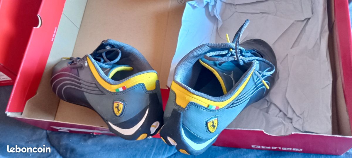Vend basket Ferrari homme gris, noir, jaune, puma, pointures 44 prix 100 (image 2)