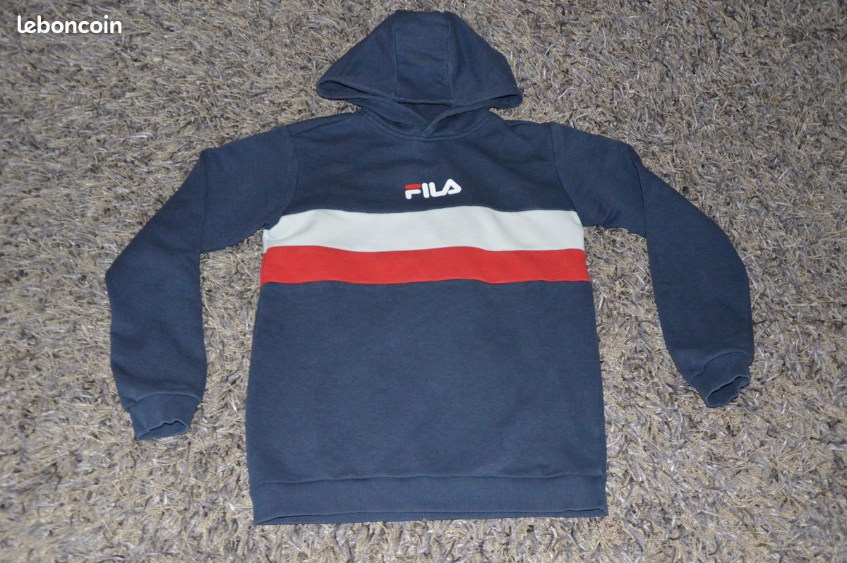 Sweat Shirt Pull Bleu Blanc Rouge Fila 12 Ans Garçon Pull Sweat à
