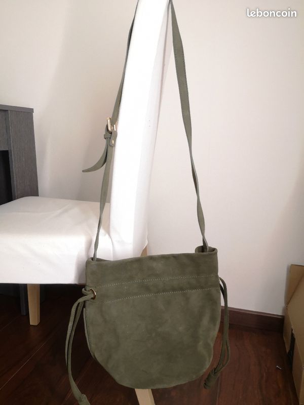 Sac en bandoulière - Galeries Lafayette / Kaki et doré en croûte de cuir (image 4)