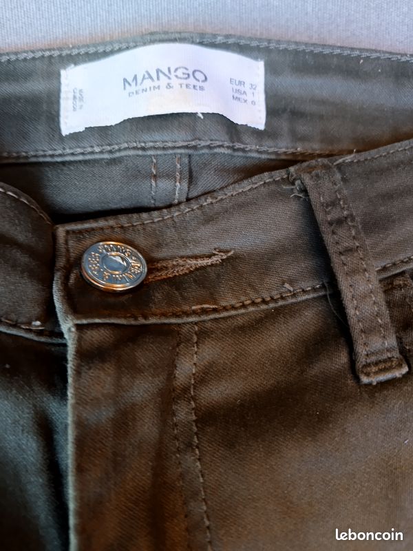 Pantalon huilé Mango taille 32 kaki (image 3)