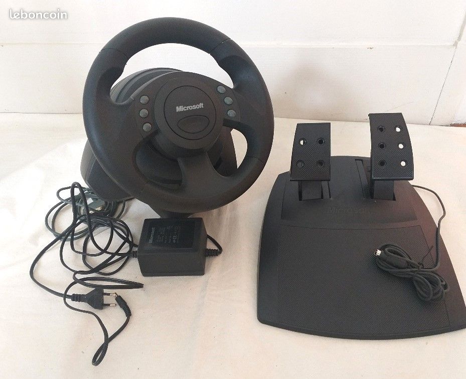 Vintage - Microsoft SideWinder Force Feedback Pro / Volant + pédalier retour de force (image 1)