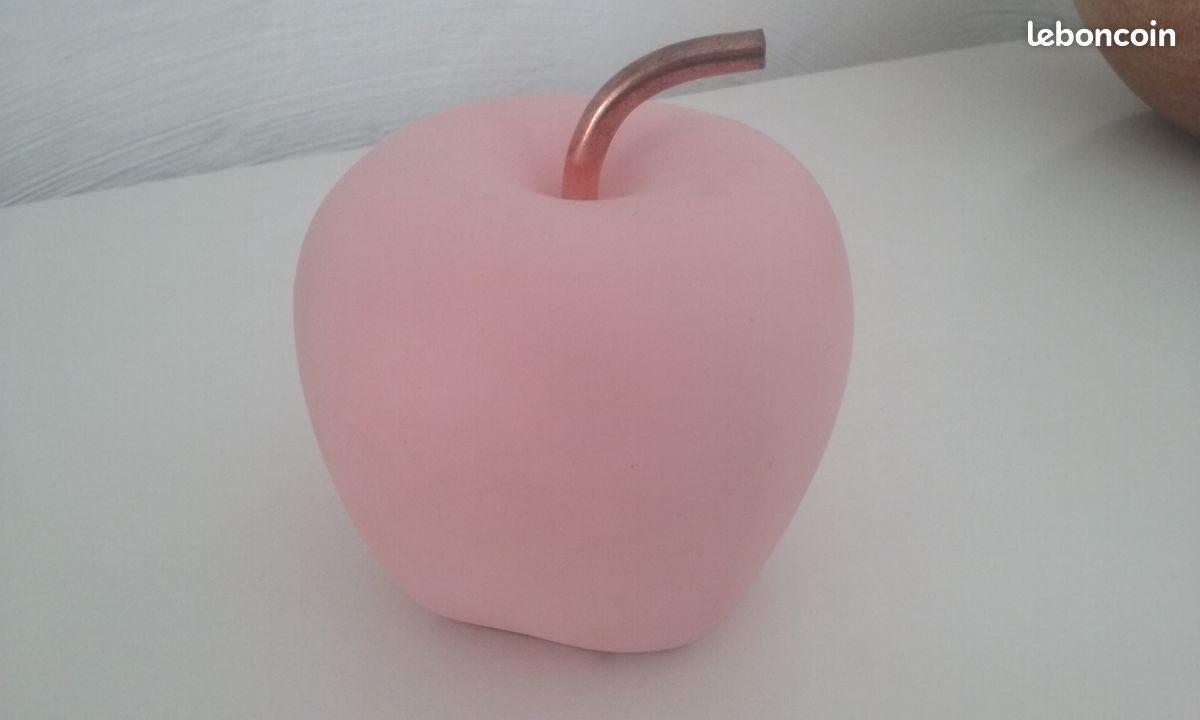 Pomme rose en tige cuivre rosé (image 1)