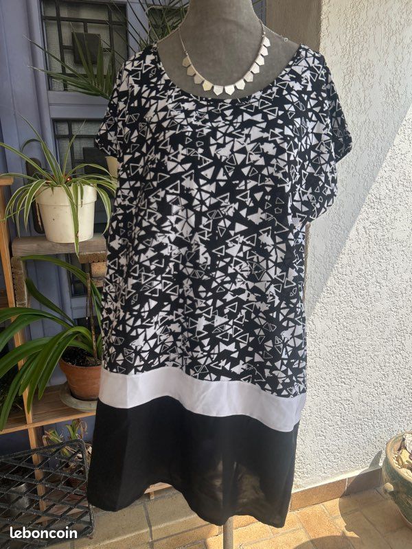 Robe D'été Blancheporte En Coton - Taille 44 - Bleu - Parfait état - Style évasé