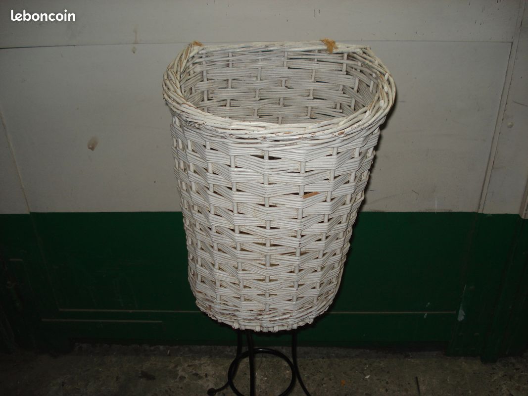 Panier vintage osier blanc (image 6)