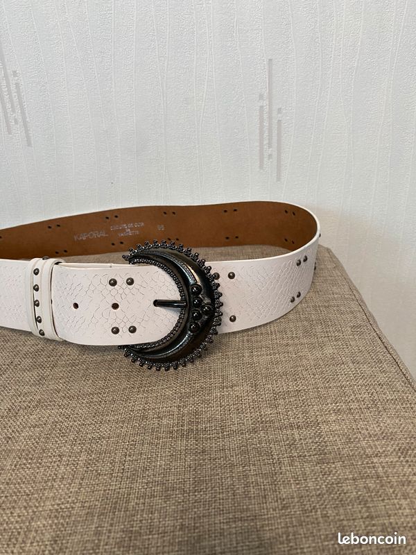 Lot De 2 Ceintures à Clous - Noir Et Blanc - Cuir PU - Taille Ajustable (87 à 103 Cm) - Style Punk