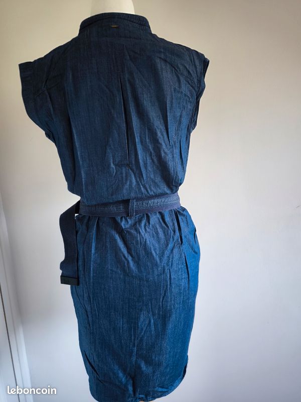 G-star femme Robe courte manches courtes été lyocell bleu jeans taille M très bon état (image 4)
