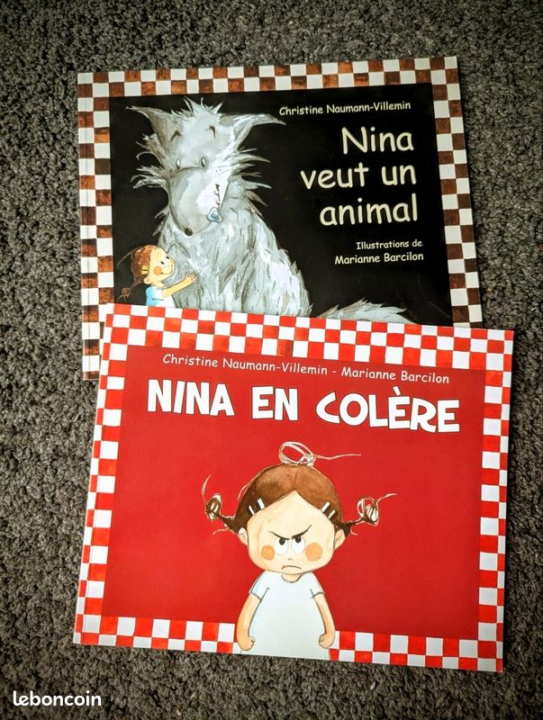 Lot de 2 livres Nina est en colère et Nina veut un animal de Marianne Barcilon et Christine Naumann-Villemin école des loisirs (image 1)