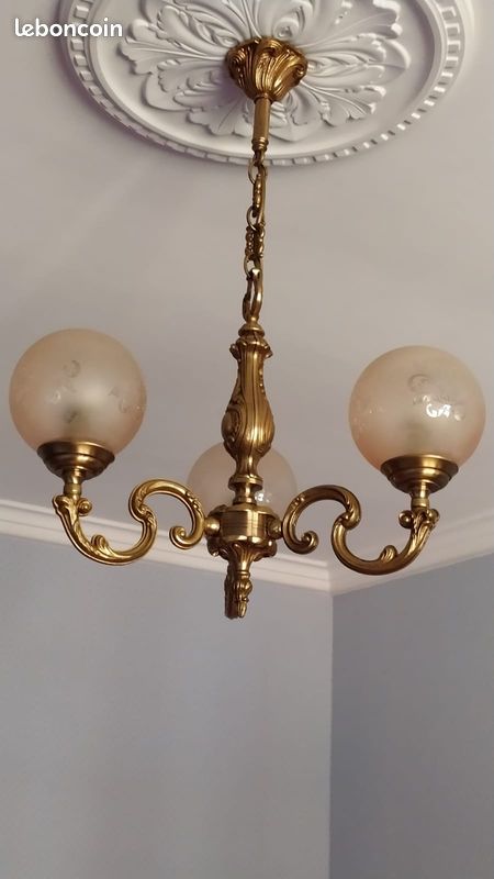 Ensemble lustre et appliques en bronze (image 2)