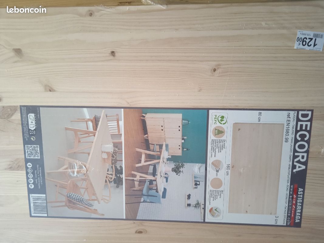 Vend cause changement de proge plateau de table a posé sur tréteau prix acheter 129euros vendu 70eur (image 1)