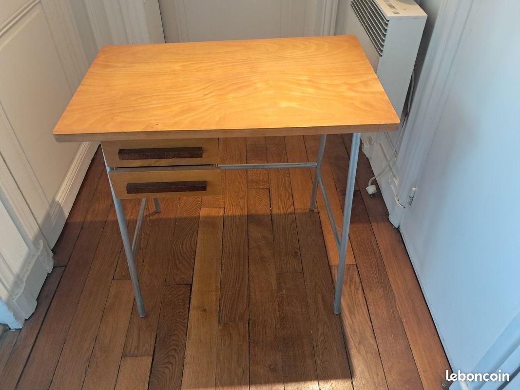 Bureau vintage moderniste métal bois (image 1)