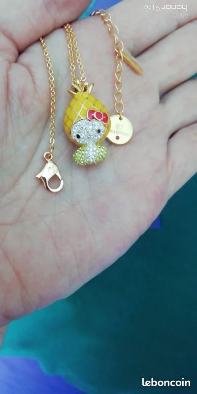 Collier Pendentif Ananas En Or Jaune 9 Carats - Longueur Réglable 41 à 51 Cm - Bijou élégant Et Ensoleillé