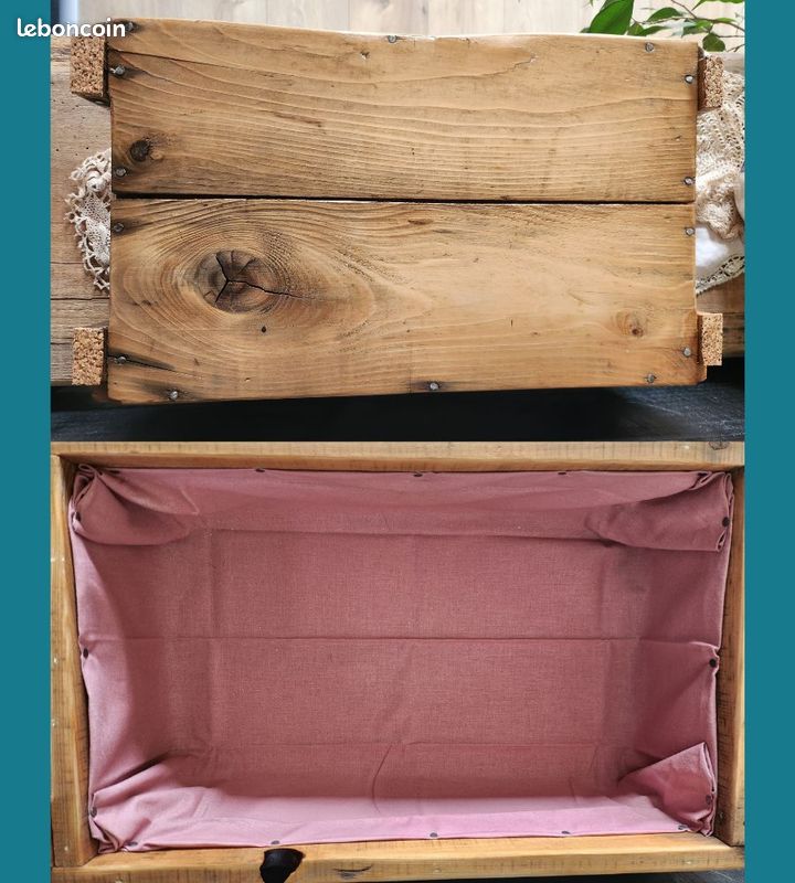 Ancienne caisse d'atelier de tissage et ses accessoires vintages (image 10)