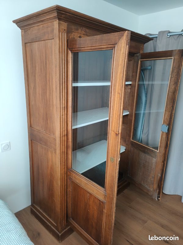 Armoire bois à l'ancienne avec portes vitrées (image 3)
