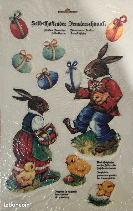 AhfuLife 9 Pièces Stickers De Fenêtre De Paques, Décorations De Pâques, Stickers Oeufs De Paques, Autocollants Lapin De Pâques, Autocollants En Verre Pour Le Jour De Pâques (Style 5