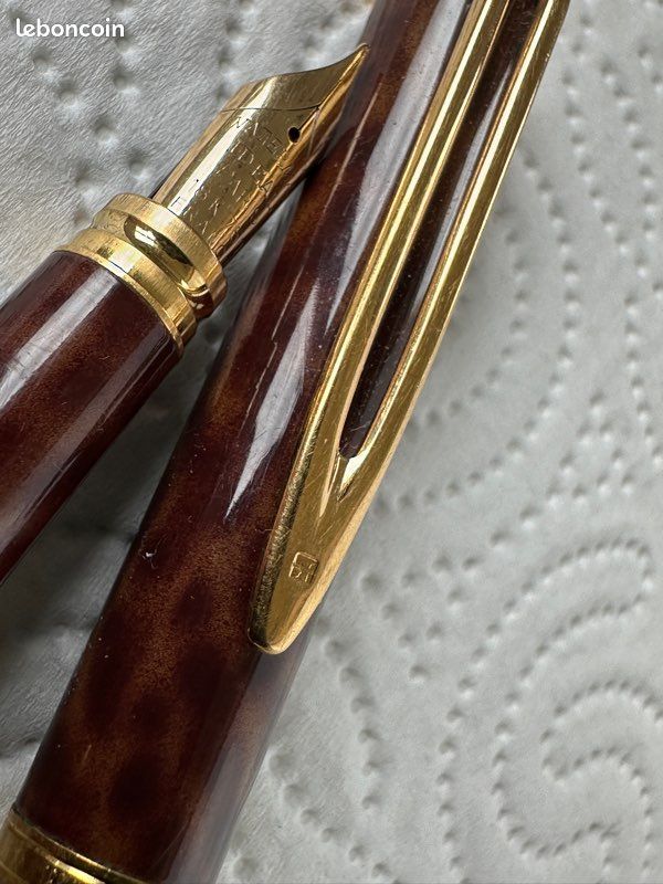 Stylo Plume Waterman Ancien Laque Thuya – Plume Or 18K 750, France
