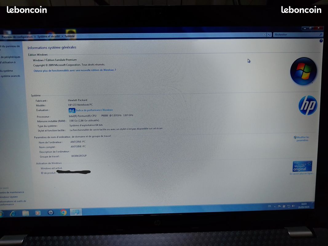 Ordinateur Portable HP Notebook G72 17 Pouces Très Bon Etat (image 7)