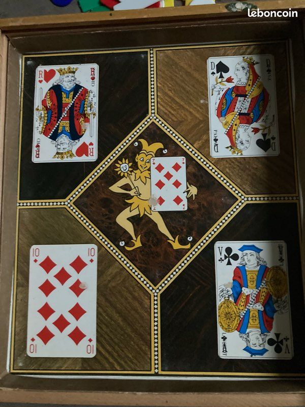 MAGNIFIQUE JEU ANCIEN Nain Jaune bois jetons carton vintage décoration