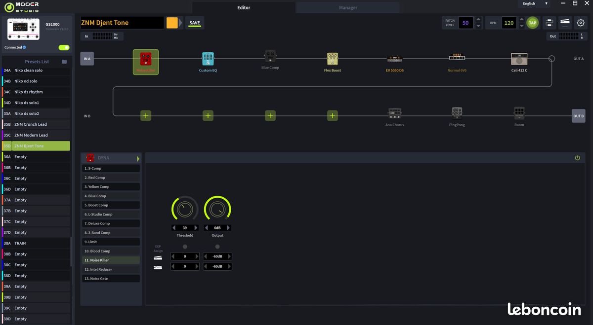 Multieffet Mooer GS1000Li Capture/Simu Amp/FX/Cab + Combo Rythm/Looper rechargeable (image 14)