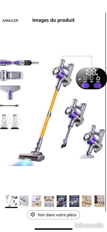Aspirateur Balai Sans Fil INTETURE 450W - 40KPA Puissance - 55 Min Autonomie - Écran Tactile - Parfait Poils Animaux