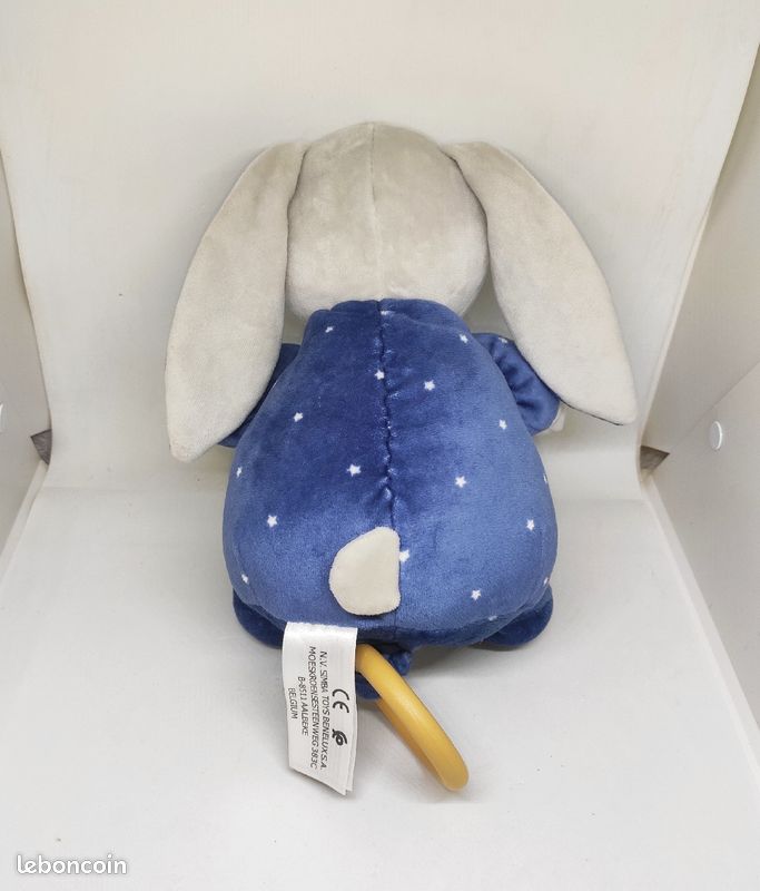 Doudou peluche musicale popular lapin bleu