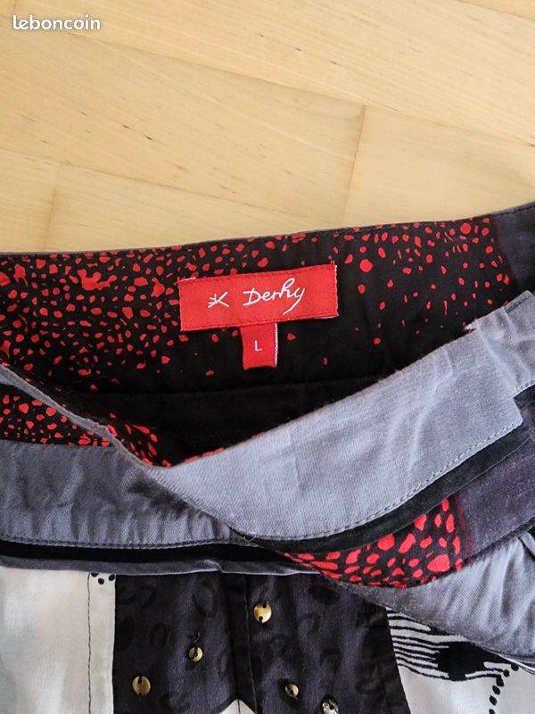 Ensemble Fille René Derhy Vintage 70/80 - Jupe + Chemise à Nouer - Taille 10 Ans - Imprimé Village