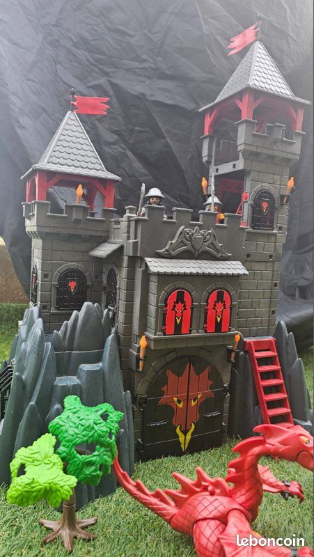 Gros Lot Playmobil 3269 Château Dragon Rouge Avec Extensions - Occasion Super état