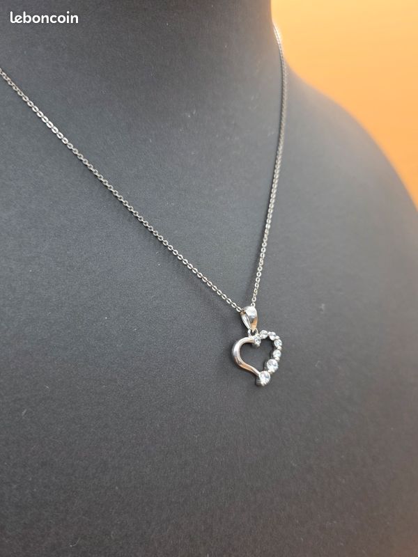 Pendentif Ancien Coeur Art Nouveau En Argent Massif 925 – Breloque De Créateur