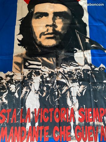 Grand Drapeau De Cuba, édition Che Guevara, Slogan 'Jusqu'à La Victoire Toujours', Neuf