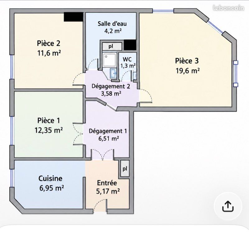 Appartement 3 pièces 71 m² · à Créteil · 71,3 m² · 1 269 €/mois