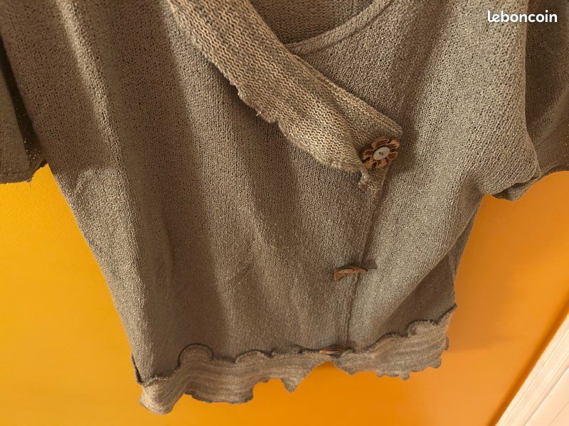 Pull manches courtes vert kaki (image 4)
