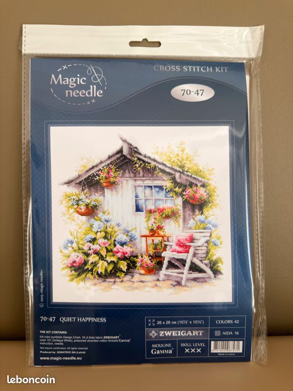 Kit NEUF broderie point de croix « Bonheur paisible » Magic Needle (image 1)