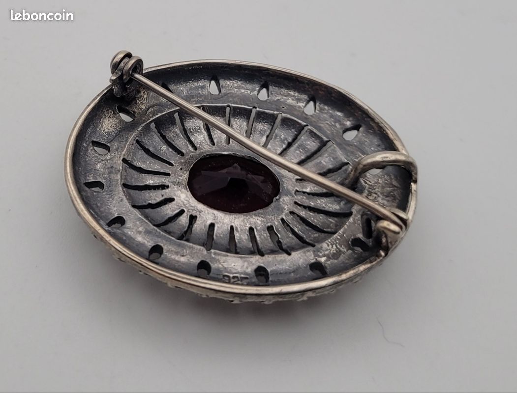 Broche Ancienne Cygne Argent Massif 925 - Marcassite Art Déco