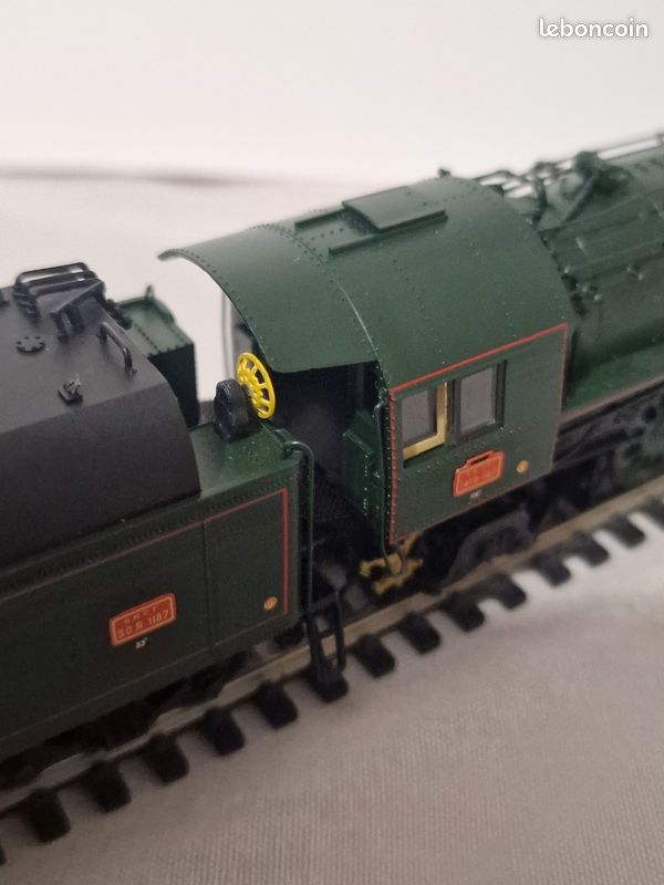 LOCOMOTIVE A VAPEUR 141 R 1187 FUEL SNCF LIVREE VERTE A FILETS Rouges Digital Sound