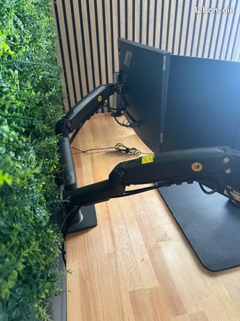 Support De Bureau Pour 2 écrans PC 17-27 Pouces, Bras Articulé Noir, Réglable