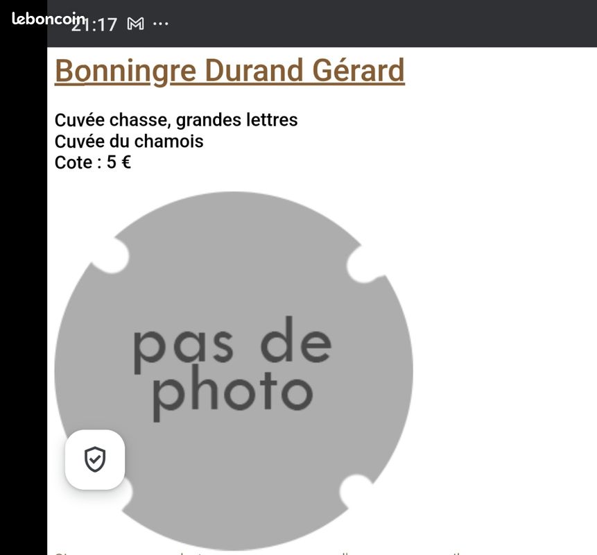 Lot de 13 Capsules Bonningre Durand Cuvée du Chanois (image 4)