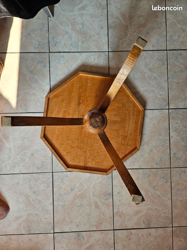 ​Guéridon octogonal en bois – Table d'appoint vintage (image 3)