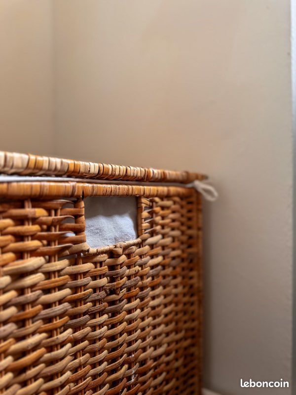Panier à linge, intérieur tissu, rotin, 80 l (image 2)