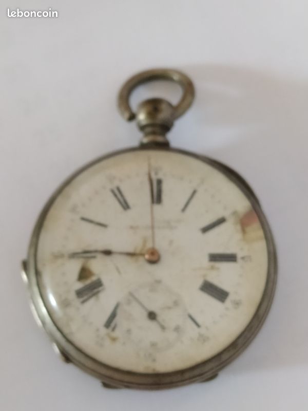 Ancienne Montre Gousset Argent Massif Mouvement A Clé A Réviser Art Nouveau