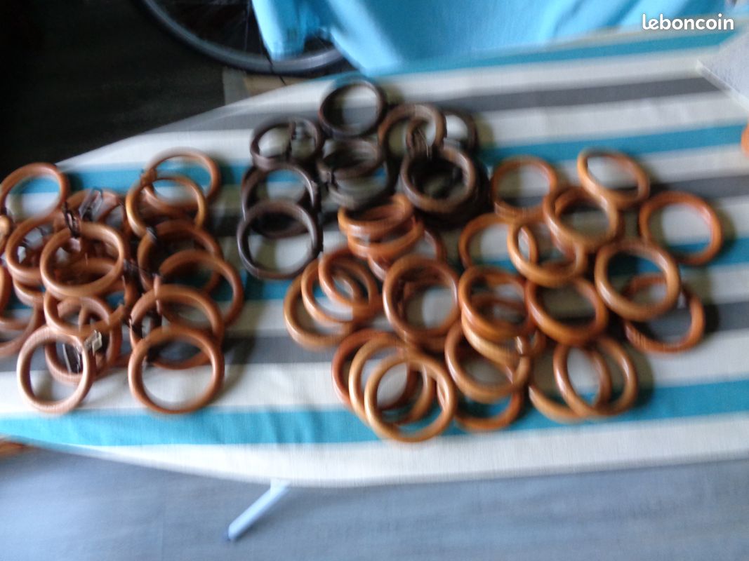 Lot De 12 Anneaux En Bois Anciens - Pour Barre à Rideau Ou Projets DIY