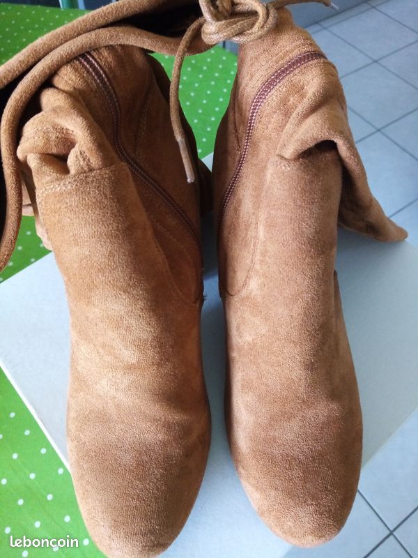 Bottes chaussettes à talons hauts - Marron chocolat - T39 - Chaussures