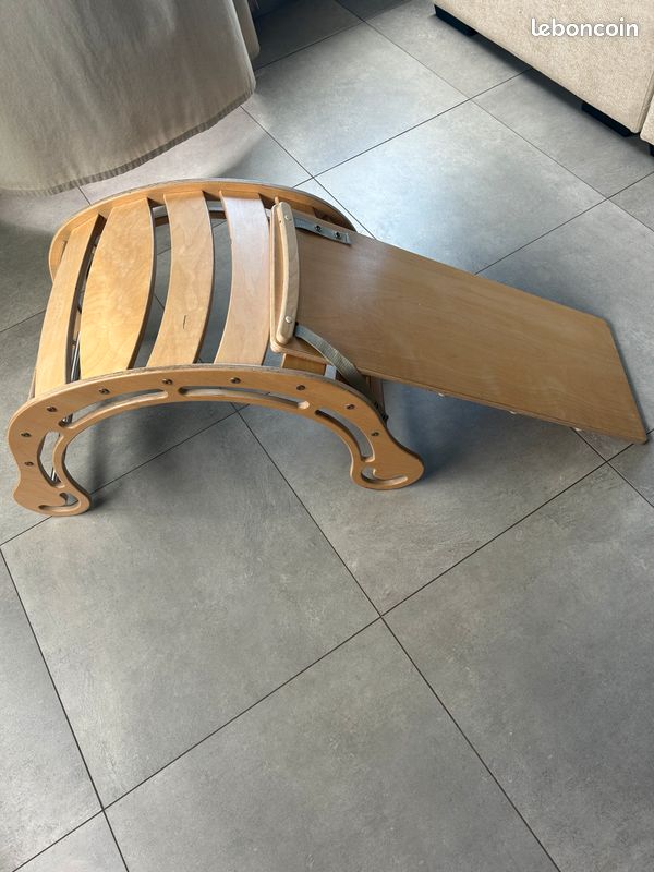 Rocker en bois + rampe d’escalade réversible toboggan – (image 9)