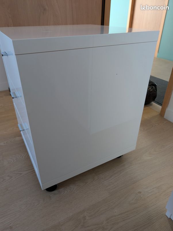 Caisson de rangement bureau blanc laqué (image 4)