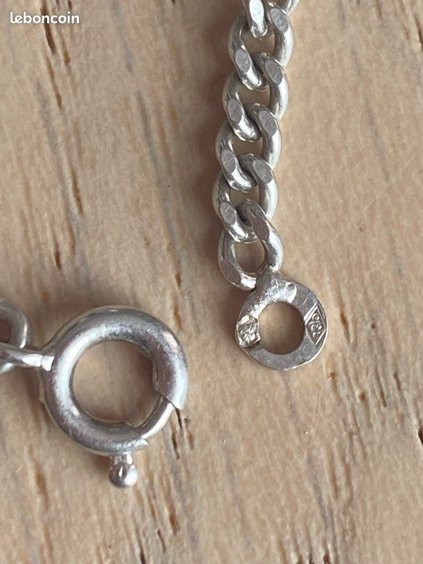 Collier Chaîne Ancien En Argent Massif 925 Signé - Poids 14,17g - Bijou Vintage élégant