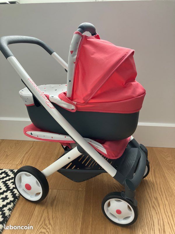 Poussette Smoby Bébé Confort Combi 3 en 1 - Roues Silencieuses - Rose (image 2)