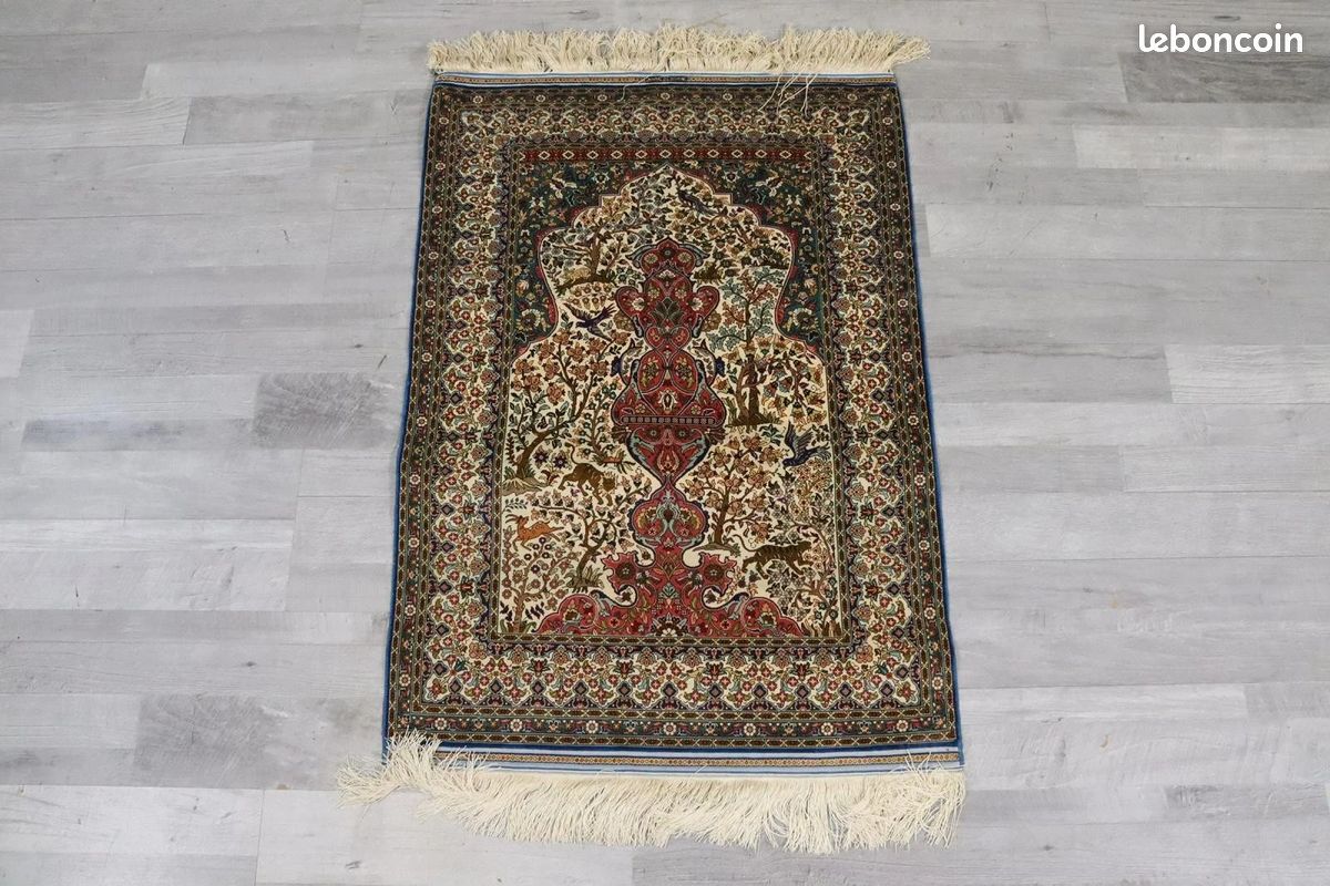 Grand Tapis Persan Fait Main En Laine - Hamedan - 149 X 105 Cm - Multicolore